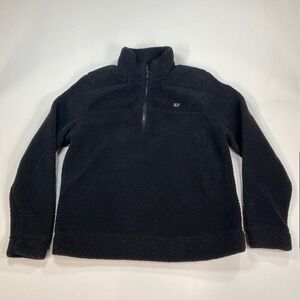 Vineyard Vines Mens Small Black Sherpa Fleece Quarter Zip Pullover Sweater